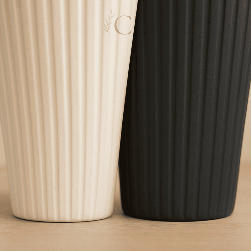 Vaso de Cerâmica Clássico Canelado | Elegância Escultural em Traços Contemporâneos