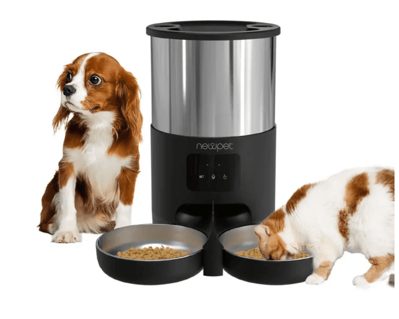 Comedouro para animais de estimação NewPet Smart em aço inoxidável 5L com WiFi, com capacidade de 5 litros para alimentação automatizada de animais de estimação.