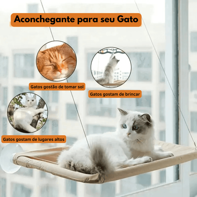 Cama suspensa de janela para gato