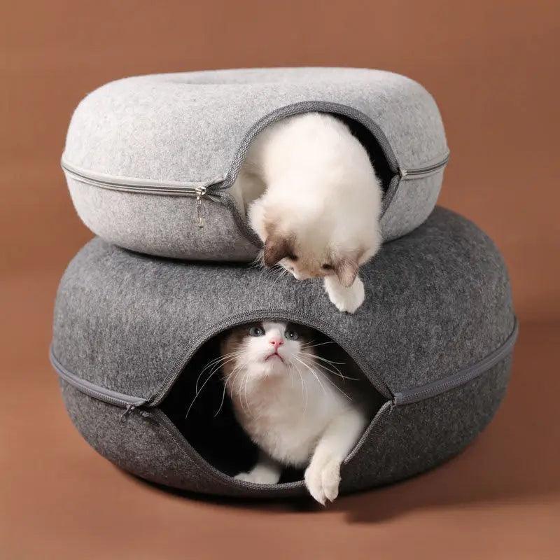 Cama de túnel Donut interativa de rosquinha para gatos