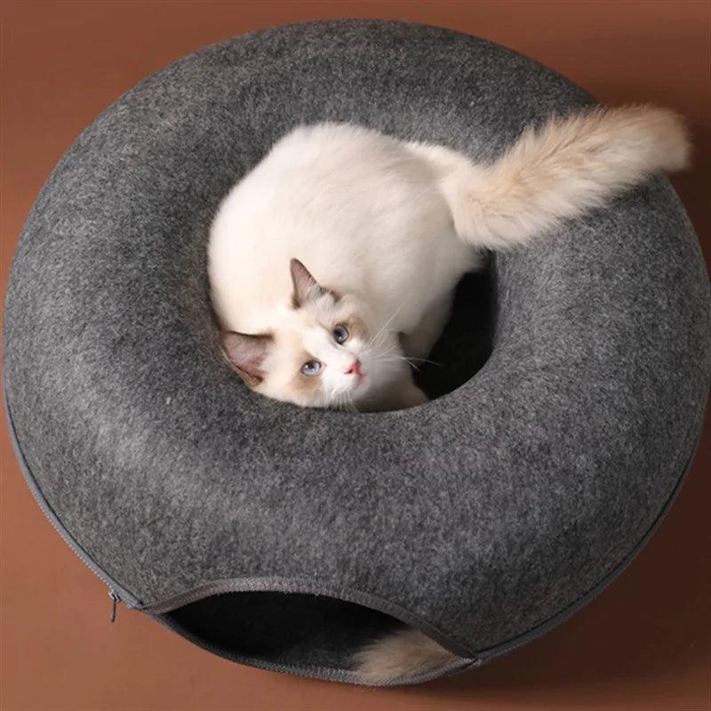 Cama de túnel Donut interativa de rosquinha para gatos