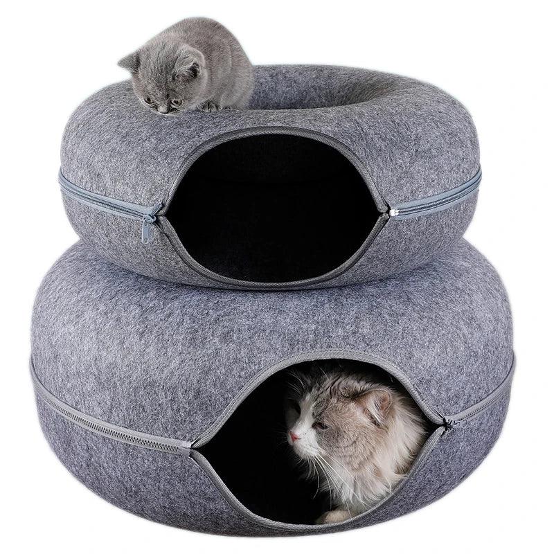 Cama de túnel Donut interativa de rosquinha para gatos