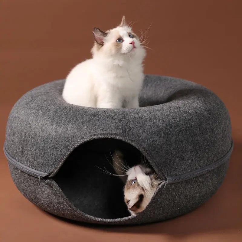 Cama de túnel Donut interativa de rosquinha para gatos